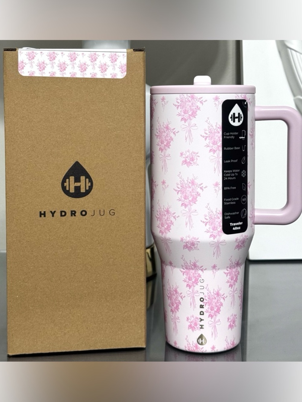 HydroJug 40oz Traveler, BOUQUET FLOWERS